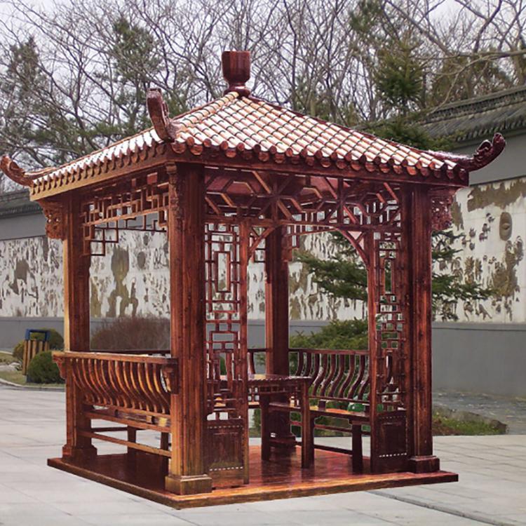 仿古雙層防腐碳化木亭子定制 傳承古韻，鑄就戶外園林景觀新標桿